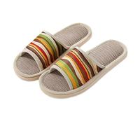 Pantuflas de algodón y lino para hombre, de verano, parte inferior gruesa, cómodas, ligeras, para dormitorio, para el hogar, interiores, antideslizantes, a la moda, con bonito patrón, Green, 39 EU