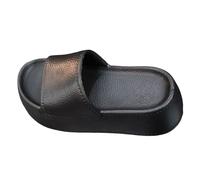 Pantuflas de almohada para mujer, sandalias de ducha tipo nube, cómodas, acolchadas, suela gruesa, zapatos de ascensor para interiores, unisex, pantuflas de verano para hombres y mujeres, Black, 39 EU
