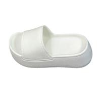 Pantuflas de almohada para mujer, sandalias de ducha tipo nube, cómodas, acolchadas, suela gruesa, zapatos de ascensor para interiores, unisex, pantuflas de verano para hombres y mujeres, White, 39 EU