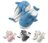 Pantuflas de ballena para mujer y hombre, divertidas, de felpa, invierno, cálidas, mullidas, de dibujos animados, lindas y acogedoras, suaves, unisex, cómodas, antideslizantes, cozy, BU1, 40 EU