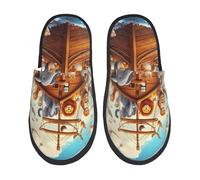 Pantuflas De Baño Arca De Noé Llena De Animales Portátil Zapatos De Felpa Antideslizante Zapatillas De Cabaña Para Baño Hombre Hotel L