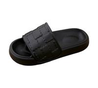 Pantuflas de baño para mujer, par de pantuflas de verano, multicolor, para el hogar, antideslizantes, para interiores, baños, playa, tallas grandes, parte inferior suave, Negro , 41 EU