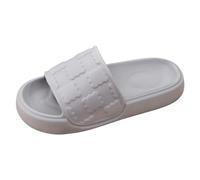 Pantuflas de baño para mujer, par de pantuflas de verano, multicolor, para el hogar, antideslizantes, para interiores, baños, playa, tallas grandes, parte inferior suave, gris, 43 EU