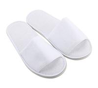 Pantuflas de baño para mujer, zapatillas desechables para invitados, 5 unidades, estilo abierto, puntera de spa, zapatillas de hotel para mujer, Blanco, Talla única