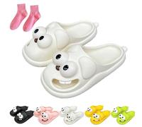 Pantuflas de besos para parejas, divertidas sandalias 3D de ojo grande con lengua de perro, lindas sandalias gruesas de EVA de dibujos animados, White, 40.5/41 EU