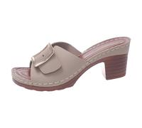 Pantuflas de boca de pescado Nuevo Tamaño Grande Tacón Grueso Hebilla Cuadrada Tacón Alto Sandalias Mujer Elegante Toe Puente Moda, caqui, 39 EU