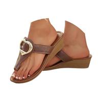 Pantuflas de cabeza redonda para mujer, parte inferior gruesa, ahuecada, puntera de clip, parte inferior gruesa, tacón inclinado, cálidas, compatibles con lavadora, Brown, 40 EU