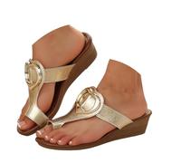 Pantuflas de cabeza redonda para mujer, parte inferior gruesa, ahuecada, puntera de clip, parte inferior gruesa, tacón inclinado, cálidas, compatibles con lavadora, Gold, 40 EU