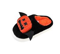 Pantuflas de calabaza para Halloween para mujer, hombre, de algodón, cómodas, cálidas, ligeras, de felpa, parte trasera, abierta, alivio del dolor, invierno, acogedoras, calabazas, pantuflas para el
