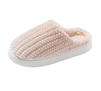 Pantuflas de calor para mujer, pantuflas de felpa para mujer, pantuflas de invierno, zapatillas de cabaña, zapatos planos, zapatos de punta redonda, zapatos de algodón, para exterior, invierno, otoño