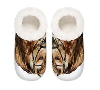 Pantuflas de casa de acuarela con cara de caballo de animal para mujeres y hombres, zapatos de casa de espuma viscoelástica antideslizantes, multicolor, 6/6.5 UK Wide