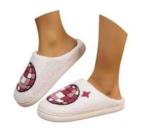 Pantuflas de casa de algodón cálido para mujer, acogedoras y afelpadas con forro de imitación de punto cálido, antideslizantes, cómodas, lindas para parejas, universo, bordadas, ligeras, pantuflas de