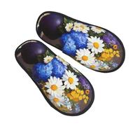 Pantuflas De Casa Impresión De Flores De Naturaleza Muerta Pantuflas De Invierno Suaves Antideslizantes Zapatos De Casa Para Viaje Hombre Otoño M