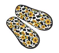 Pantuflas De Casa Lindo Girasol Con Estampado De Vaca A Lavable House Slippers Cómodo Zapatillas De Hotel Para Spa Spa Hogar L
