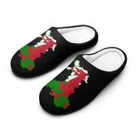 Pantuflas de casa para hombre con diseño de mapa de la bandera de Gales, para interiores y exteriores, con suela de goma, Estilo:, 39 2/3 EU