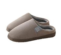 Pantuflas de casa para hombre, con puntera abierta, de algodón, de felpa, suela gruesa, cálidas, amigables con la piel, para interiores, no para el hogar, pantuflas de algodón para hombre, zapatillas