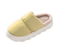 Pantuflas de casa para mujer, de terciopelo, cálidas, color sólido, tela de lluvia, parte inferior gruesa, antideslizantes, de algodón, Amarillo, 37.5 EU