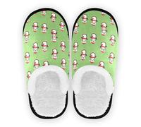 Pantuflas de casa para mujer, forro polar coral, suela antideslizante, cálidas, para el hogar, la oficina, viajes, yoga, talla M, Sombrero de Papá Noel de pingüino rojo verde navideño, Medium