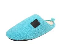Pantuflas de casa para mujeres, hombres, señoras, parejas, invierno, color sólido, parte inferior suave, parte trasera cerrada, terciopelo grueso, cálidas y acogedoras, 03 Azul, 37 EU