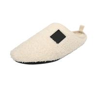 Pantuflas de casa para mujeres, hombres, señoras, parejas, invierno, color sólido, parte inferior suave, parte trasera cerrada, terciopelo grueso, cálidas y acogedoras, 01 Beige, 38 EU