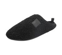 Pantuflas de casa para mujeres, hombres, señoras, parejas, invierno, color sólido, parte inferior suave, parte trasera cerrada, terciopelo grueso, cálidas y acogedoras, 02 Negro, 39 EU