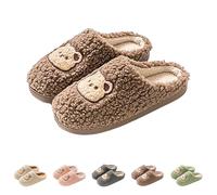 Pantuflas de casa para pareja, pantuflas de oso para mujer, deslizadores de animales encantadores, deslizadores divertidos y novedosos, bonitos zapatos de casa, cálidos, de invierno, suaves y cómodas