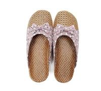 Pantuflas de casa tejidas blancas con estampado de estrellas negras, forma plana de punta abierta, plantilla de aspecto de paja natural, estilo casual para interiores, para climas cálidos, para