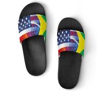 Pantuflas de casa vintage con la bandera de Estados Unidos y Brasil para hombre, sandalias de baño, Estilo:, 37.5 EU