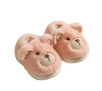Pantuflas de color rosa para niños, cálidas, diseño de oso de invierno, para interiores, acogedoras, zapatos de descanso, Pink, 28 EU