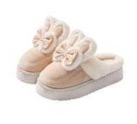 Pantuflas de conejo con suela gruesa y suave con forro polar cálido para | Tela de gamuza, diseño de conejo, suela gruesa y suave, cálida, blanca, talla 36-40, materiales hipoalergénicos