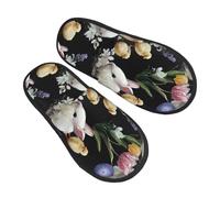 Pantuflas de conejo y lavanda para mujeres y hombres, pantuflas antideslizantes para el hogar, cómodas y mullidas, de espuma viscoelástica, para dormitorio, zapatos de viaje, multicolor, 8/11 UK Men