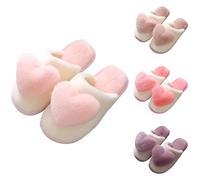 Pantuflas de corazón para mujer, pantuflas de amor para mujer, decoración de corazón 3D, deslizadores suaves y esponjosos, deslizadores térmicos de invierno, zapatos cálidos para casa, zapatos cálidos
