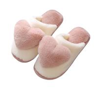 Pantuflas de corazón para mujer, pantuflas de amor para mujer, deslizadores de decoración de corazón 3D, deslizadores suaves y esponjosos, deslizadores térmicos de invierno, zapatos de interior para