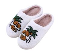 Pantuflas de elefante para mujer, pantuflas de dibujos animados para mujer, diseño de árbol de coco, deslizadores silenciosos con puntera cerrada, deslizadores silenciosos para casa, pantuflas de