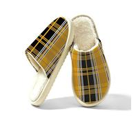 Pantuflas de espuma viscoelástica para mujer, diseño a cuadros, color amarillo y negro, multicolor, 38.5/39.5 EU