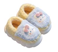 Pantuflas de felpa cálidas de invierno para el hogar, pantuflas mullidas para el interior, para bebé, niña, invierno, cálidas, zapatillas informales, azul claro, 34 EU