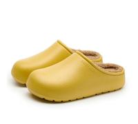 Pantuflas de felpa de invierno cómodas, antideslizantes, suaves, ligeras, de algodón, para adultos, invierno, zapatos de mujer, amarillo, 35 EU