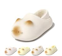Pantuflas de felpa esponjosa con diseño de huellas de gato para aumentar la altura, pantuflas cálidas antideslizantes y esponjosas, bonitos zapatos de animales para el hogar para interiores y