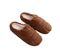 Pantuflas de felpa para hombre invierno cálido interior suave mullido forrado slip-on casa zapatillas de algodón para mujer, café, 44/45 EU