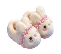 Pantuflas de felpa para invierno, antideslizantes, suaves, ligeras, de algodón, para adultos, botines para mujer, beige, 40 EU