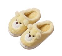 Pantuflas de felpa para niños 2025 para otoño e invierno, cálidas, suaves y cómodas, pantuflas de dormitorio con memoria para no estar en casa, calcetines para niñas, talla 2, Amarillo, 36 EU