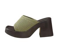 Pantuflas de femeninas con diseño de punta abierta y tela superior para un calzado informal cómodo y moderno (Army Green, 35) #3215