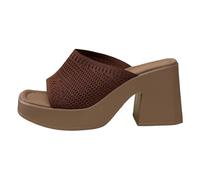 Pantuflas de femeninas con diseño de punta abierta y tela superior para un calzado informal cómodo y moderno (Brown, 35) #3239