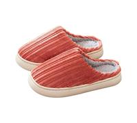 Pantuflas de fieltro cálidas de invierno para parejas de amor, antideslizantes, gruesas, cerradas, zapatillas de casa de un solo color, cómodas zapatillas de felpa, rojo, 44 EU