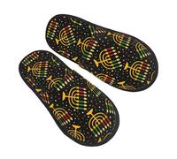 Pantuflas De Fieltro Feliz Kwanzaa, Festividad De La Herencia Africana Antideslizante Slippers Lavable Zapatillas De Cabaña Para Baño Hombre Mujer M