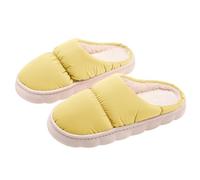 Pantuflas de fieltro para mujer, pantuflas de invierno 42, forro polar, zapatos de algodón, cómodos, de gran tamaño, informales, mullidos, para exteriores, amarillo, 38 EU