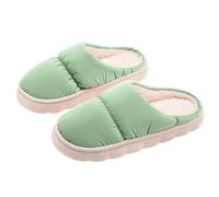 Pantuflas de fieltro para mujer, pantuflas de invierno 42, forro polar, zapatos de algodón, cómodos, de gran tamaño, informales, mullidos, para exteriores, verde, 38 EU