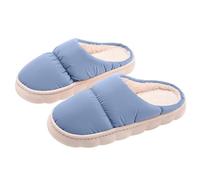 Pantuflas de fieltro para mujer, pantuflas de invierno 42, forro polar, zapatos de algodón, cómodos, de gran tamaño, informales, mullidos, para exteriores, azul, 44 EU