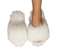 Pantuflas de forro polar para mujer, cómodas y cálidas para el invierno, con suela para mayor comodidad y calidez en el hogar. Muñeco Conguitos (White, 41)