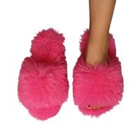 Pantuflas de forro polar para mujer, cómodas y cálidas para el invierno, con suela para mayor comodidad y calidez en el hogar. Muñeco Conguitos (43)